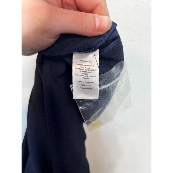 Talbots Womens Preppy Midi Skirt Stretch Size 18 Blue Button Side Zipper Casual - Picture 10 of 12